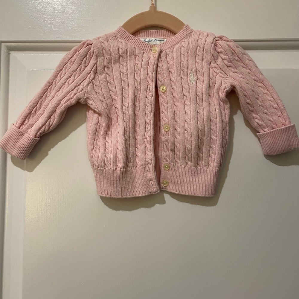Polo Ralph Lauren Pink Kids Cable Knit Cardigan